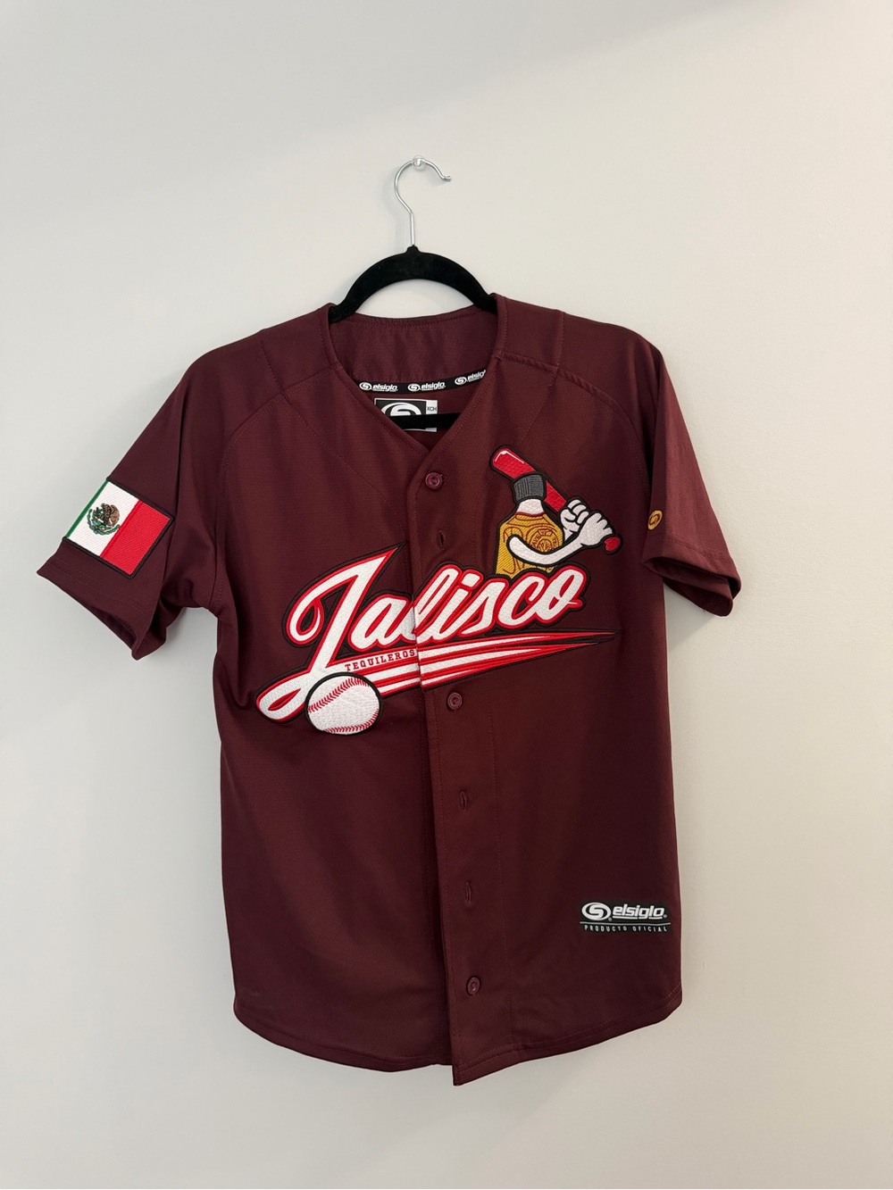 Jalisco Men's Maroon Baseball Jersey